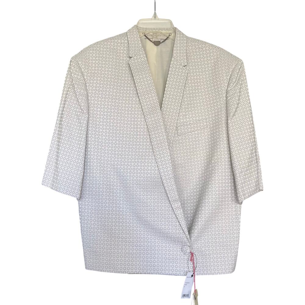 NWT Stella McCartney Metallic Brocade Kimono Blazer IT 44 (US 10) Ivory Silver